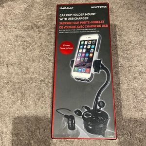 Macally car cup holder mount with USB charger